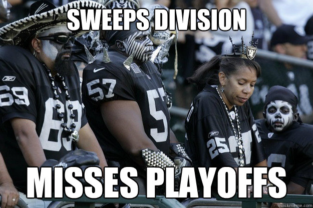 Sweeps division Misses playoffs  Sad Raider Fans