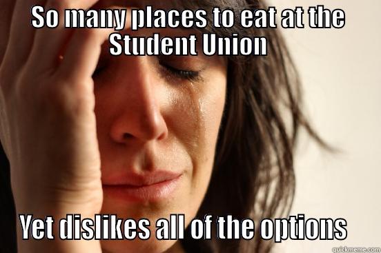 SO MANY PLACES TO EAT AT THE STUDENT UNION YET DISLIKES ALL OF THE OPTIONS   First World Problems