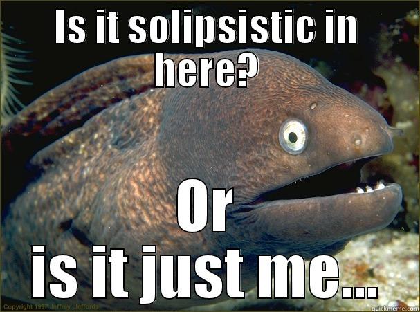 Solipsism Joke - IS IT SOLIPSISTIC IN HERE? OR IS IT JUST ME... Bad Joke Eel