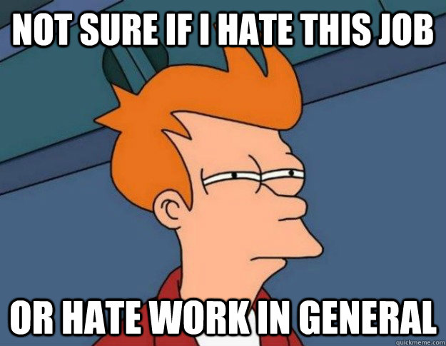 Not sure if I hate this job Or hate work in general - Not sure if I hate this job Or hate work in general  NOT SURE IF IM HUNGRY or JUST BORED