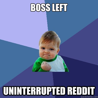 Boss left uninterrupted reddit   Success Kid
