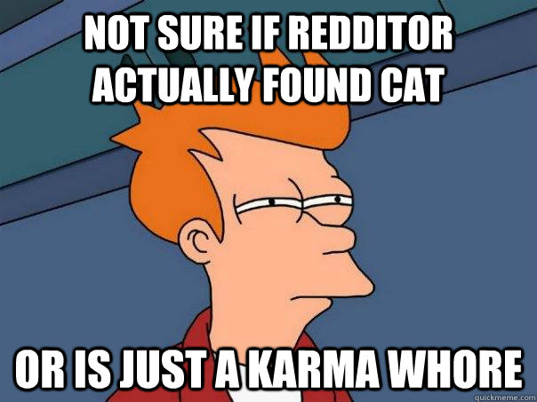 Not sure if redditor actually found cat Or is just a karma whore  Futurama Fry