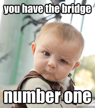 you have the bridge number one  skeptical baby