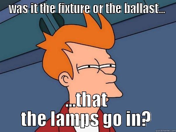 WAS IT THE FIXTURE OR THE BALLAST... ...THAT THE LAMPS GO IN? Futurama Fry