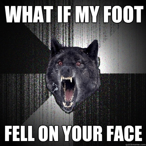 what if my foot fell on your face - what if my foot fell on your face  Insanity Wolf