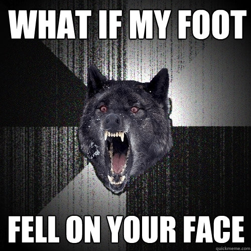 what if my foot fell on your face  Insanity Wolf