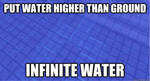 put water higher than ground infinite water  Minecraft Logic