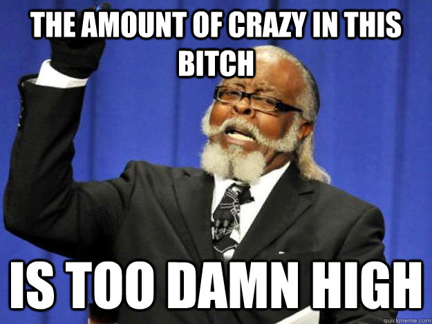 the amount of crazy in this bitch is too damn high  Toodamnhigh