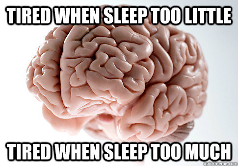 tired when sleep too little tired when sleep too much  Caption 4 goes here - tired when sleep too little tired when sleep too much  Caption 4 goes here  Scumbag Brain