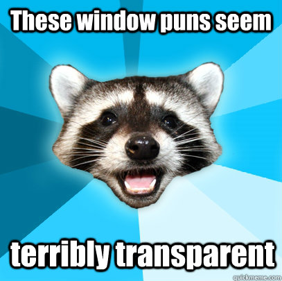 These window puns seem terribly transparent - These window puns seem terribly transparent  Lame Pun Coon