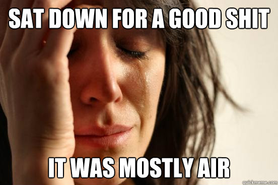 Sat down for a good shit It was mostly air  First World Problems
