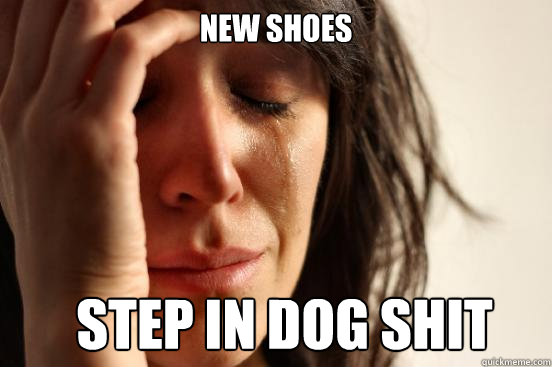 new shoes step in dog shit  First World Problems