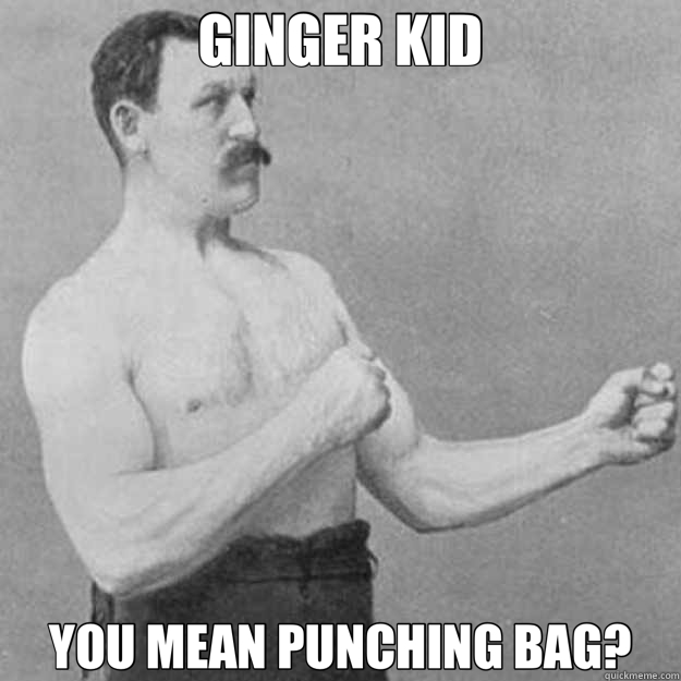 GINGER KID YOU MEAN PUNCHING BAG?  overly manly man