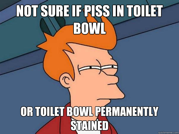 Not sure if piss in toilet bowl Or toilet bowl permanently stained  Futurama Fry