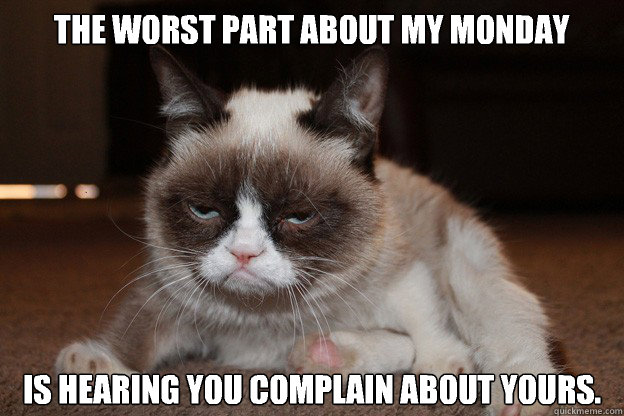 The worst part about my monday Is hearing you complain about yours.  grumpy cat monday