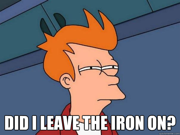   Did I leave the iron on?  Futurama Fry
