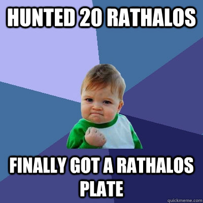 hunted 20 rathalos finally got a rathalos plate  Success Kid