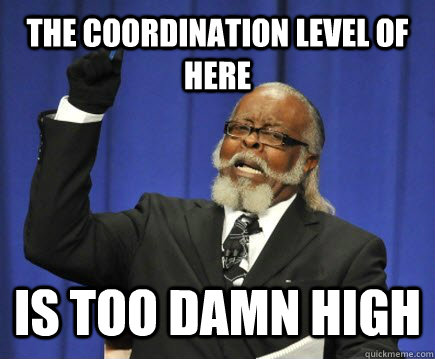 The coordination level of HERE IS TOO DAMN HIGH  Too Damn High