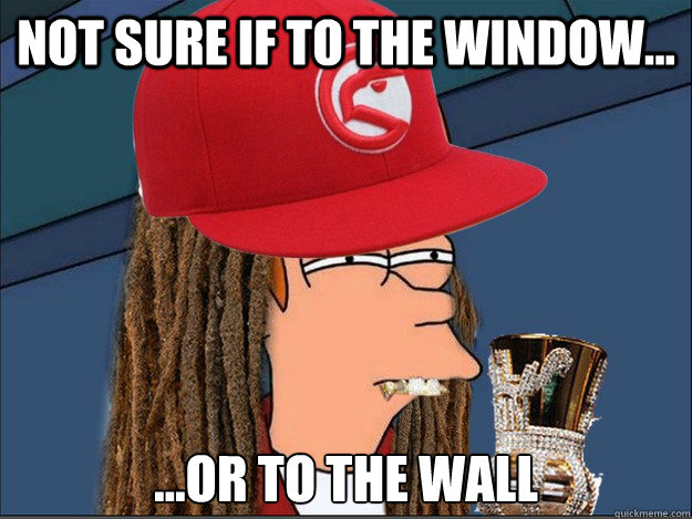 Not sure if to the window... ...or to the wall  Futurama Fry