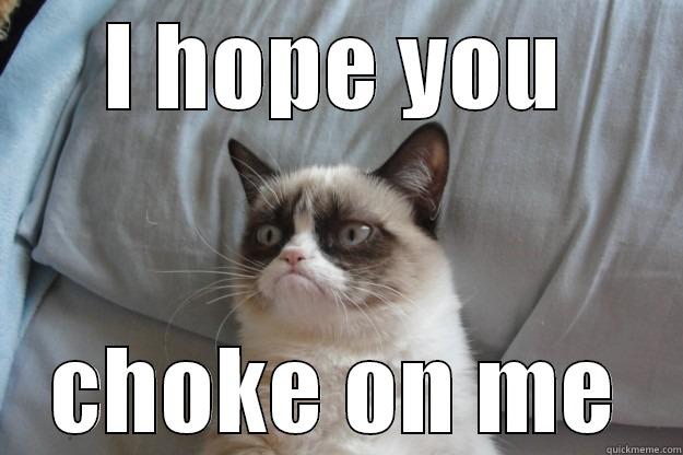 I HOPE YOU CHOKE ON ME Grumpy Cat