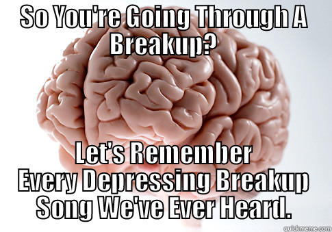 SO YOU'RE GOING THROUGH A BREAKUP? LET'S REMEMBER EVERY DEPRESSING BREAKUP SONG WE'VE EVER HEARD. Scumbag Brain