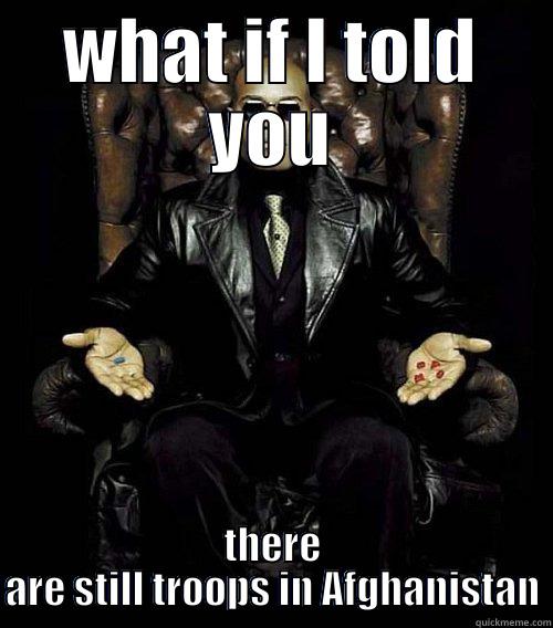 WHAT IF I TOLD YOU THERE ARE STILL TROOPS IN AFGHANISTAN Morpheus