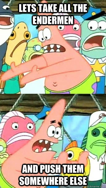 Lets take all the endermen and push them somewhere else  Push it somewhere else Patrick