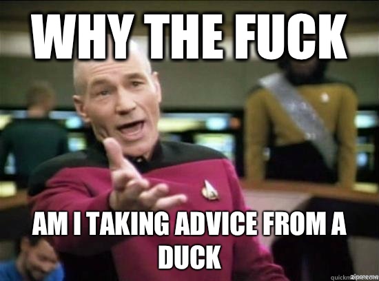 Why the fuck Am i taking advice from a duck  Annoyed Picard HD