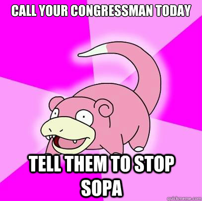 Call your congressman today Tell them to stop SOPA  Slowpoke