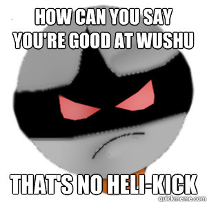 how can you say you're good at wushu that's no heli-kick  