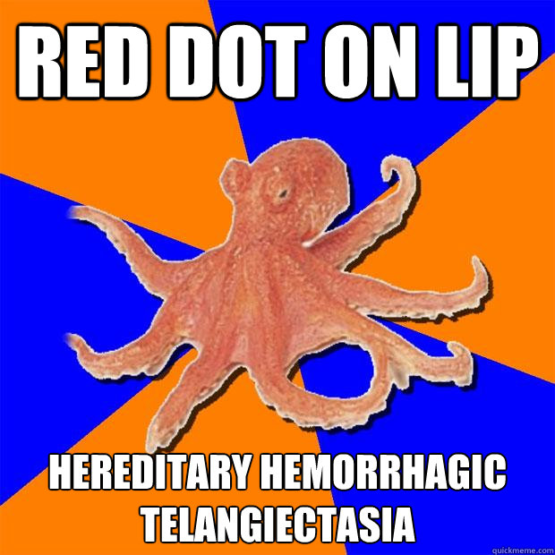 red dot on lip Hereditary hemorrhagic telangiectasia - red dot on lip Hereditary hemorrhagic telangiectasia  Online Diagnosis Octopus