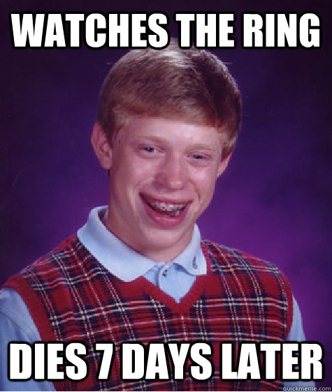 Watches the ring dies 7 days later   Bad Luck Brian