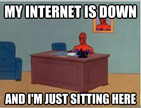 MY INTERNET IS DOWN and i'm JUST sitting here  Spiderman Desk