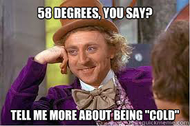 58 degrees, you say? Tell me more about being 