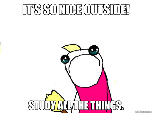 It's so nice outside! Study All the Things.  All the things sad
