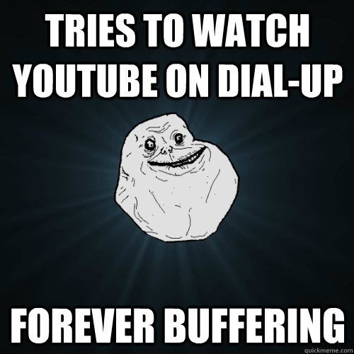 Tries to watch Youtube on Dial-up forever buffering  Forever Alone