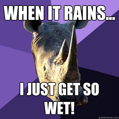 When it rains... I just get so weT!  Sexually Oblivious Rhino
