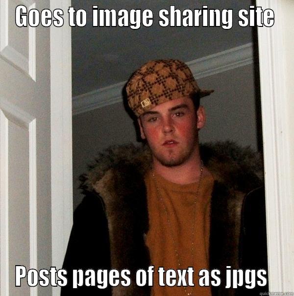 GOES TO IMAGE SHARING SITE POSTS PAGES OF TEXT AS JPGS   Scumbag Steve