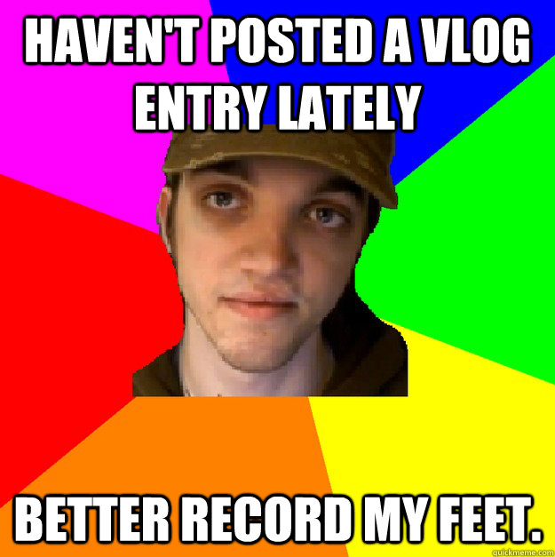 Haven't posted a vlog entry lately Better record my feet.  Strange guy Jay Marble Hornets