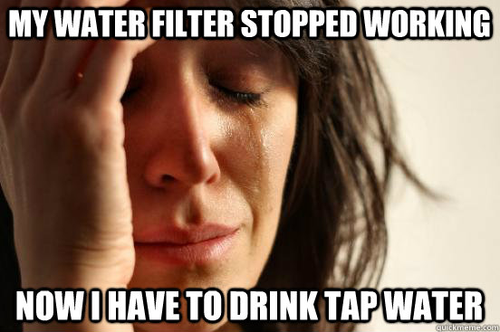 My water filter stopped working  Now I have to drink tap water  First World Problems