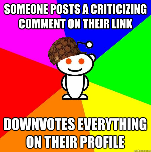 SOMEONE POSTS A CRITICIZING COMMENT ON THEIR LINK  DOWNVOTES EVERYTHING ON THEIR PROFILE  Scumbag Redditor