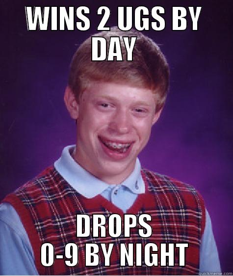 WINS 2 UGS BY DAY DROPS 0-9 BY NIGHT Bad Luck Brian