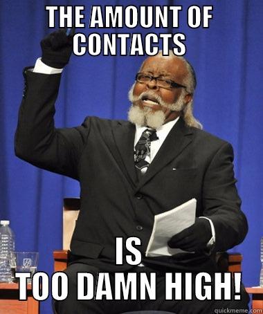 THE CONTACTS ARE TOO DAMN HIGH - THE AMOUNT OF CONTACTS IS TOO DAMN HIGH! The Rent Is Too Damn High