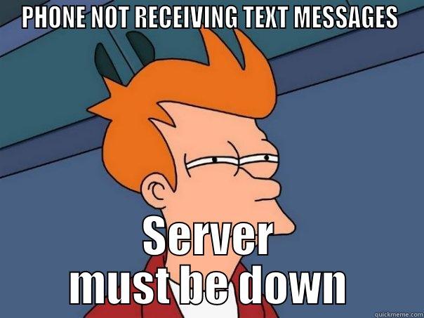 No text messages - PHONE NOT RECEIVING TEXT MESSAGES SERVER MUST BE DOWN Futurama Fry