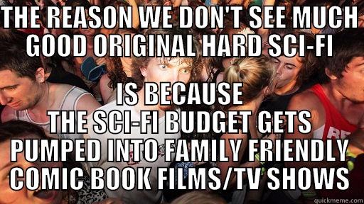 THE REASON WE DON'T SEE MUCH GOOD ORIGINAL HARD SCI-FI IS BECAUSE THE SCI-FI BUDGET GETS PUMPED INTO FAMILY FRIENDLY COMIC BOOK FILMS/TV SHOWS Sudden Clarity Clarence