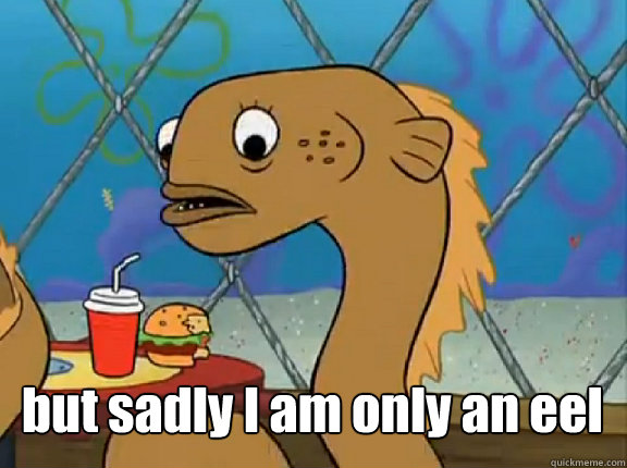  but sadly I am only an eel -  but sadly I am only an eel  Sad eel