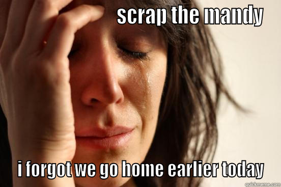                            SCRAP THE MANDY  I FORGOT WE GO HOME EARLIER TODAY First World Problems