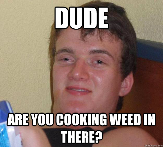 dude are you cooking weed in there? - dude are you cooking weed in there?  10 Guy