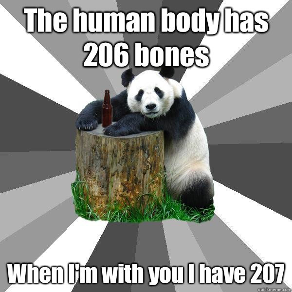 The human body has 206 bones When I'm with you I have 207 - The human body has 206 bones When I'm with you I have 207  Pickup-Line Panda