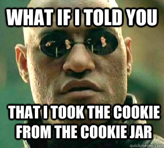 What if I told you that I took the cookie from the cookie jar  Matrix Morpheus